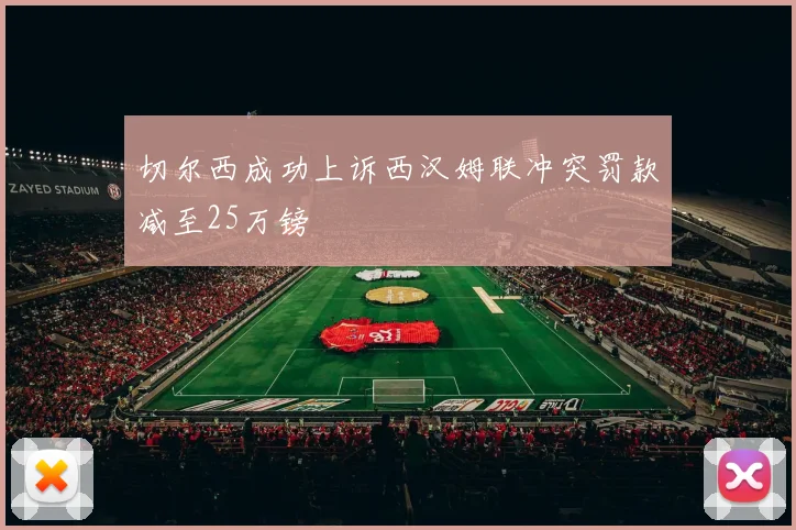 切尔西成功上诉西汉姆联冲突罚款减至25万镑